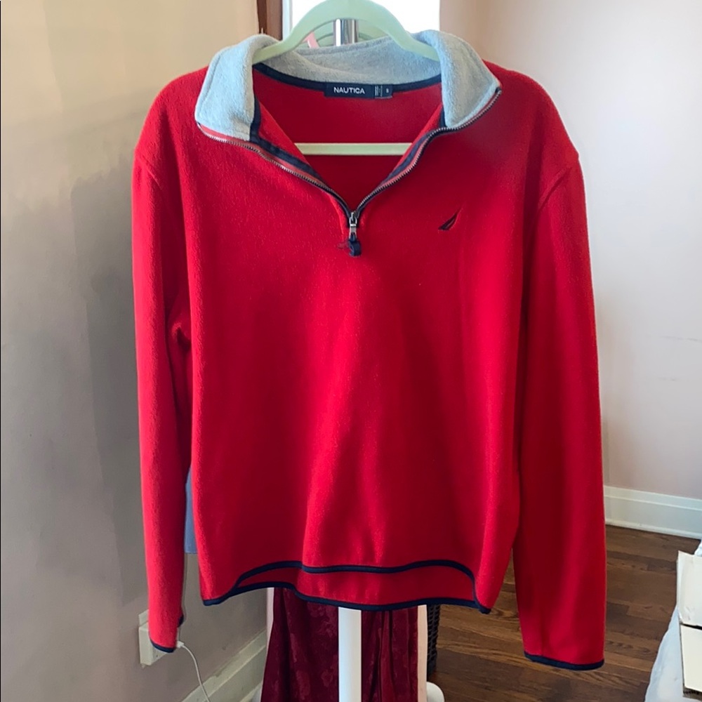 Nautica Men's Vibrant Red Zip-Up Sweater